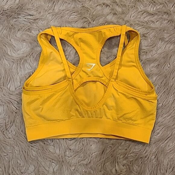 Gymshark adapt seamless yellow and white logo sports bra - Picture 3 of 3
